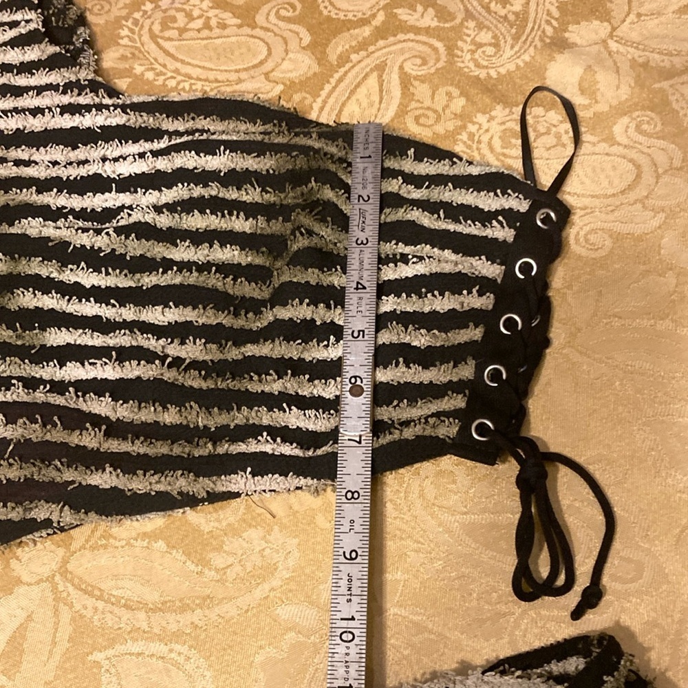 SHEIN ICON Striped One Shoulder Drawstring Side Crop Top & Skirt size M NWT - Picture 12 of 15
